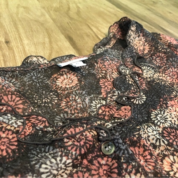 J Jill Hippie Artsy Floral Lightweight Long Sleeve Button Top Womens Size XL - Picture 7 of 8